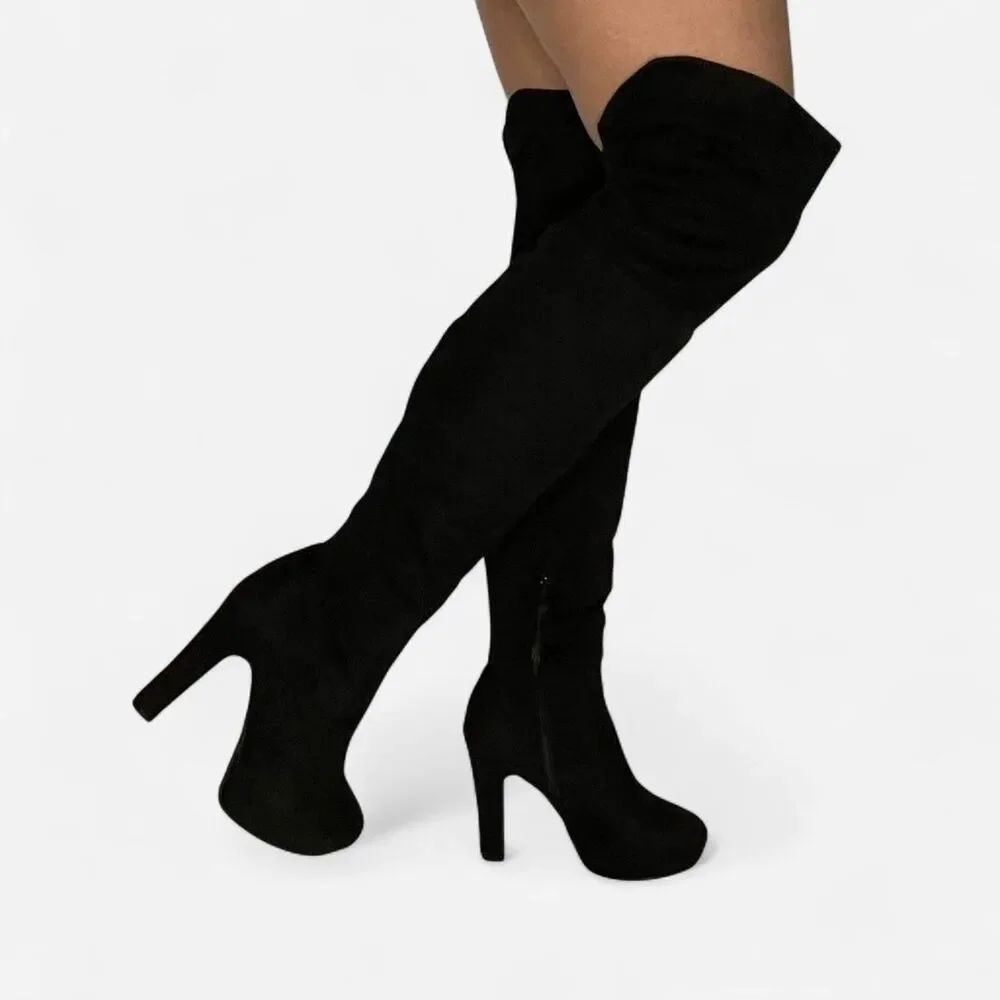 Suede-Style Platform Over the Knee‎ Boots